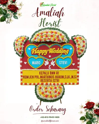 Karangan Papan Bunga Pernikahan sekayu